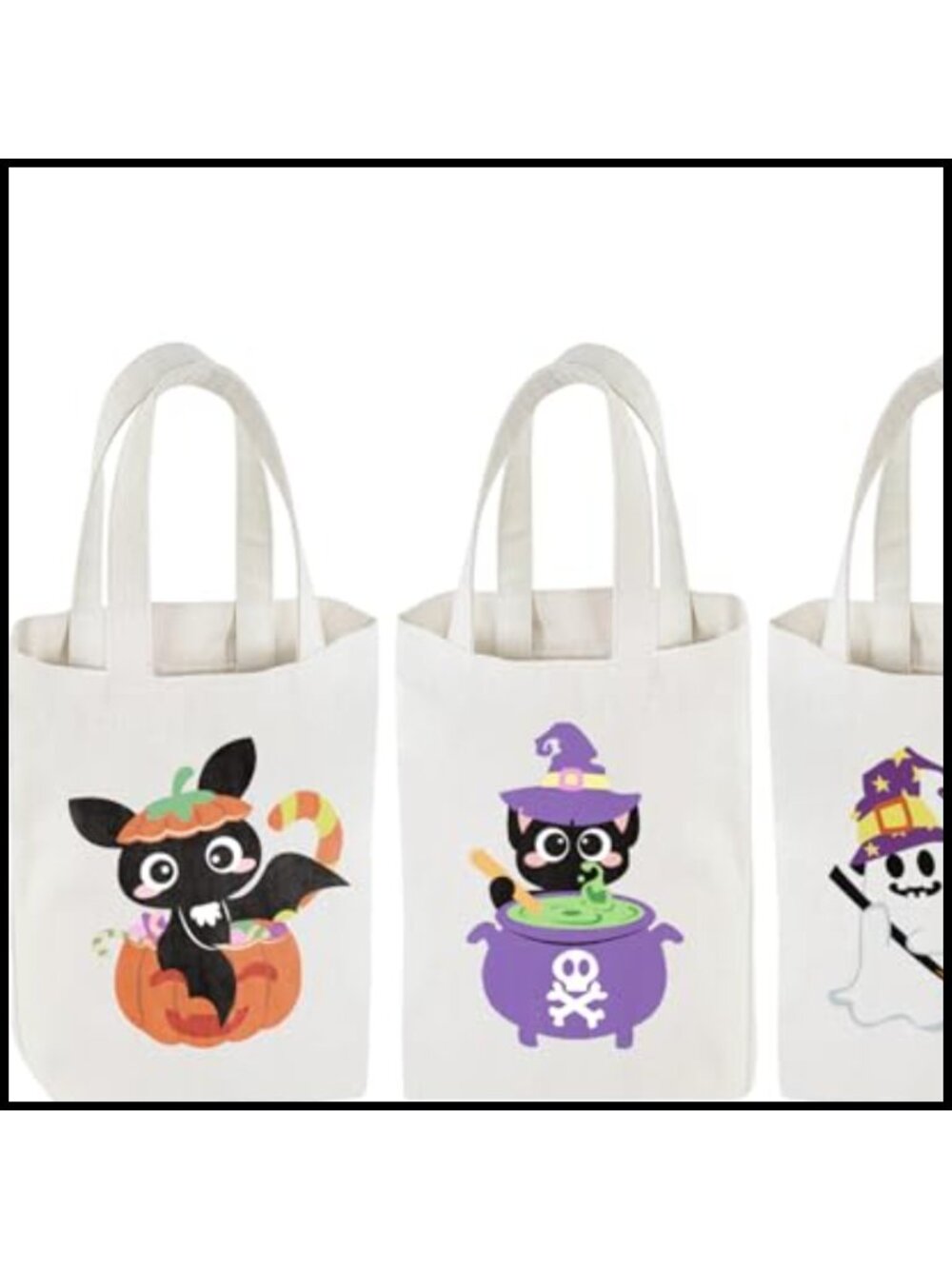 Large Halloween Tote Bags Reusable Linen Trick or Treat Gift Bags